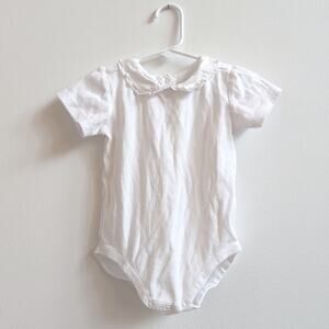 Janie And Jack Onesie Girls Sz 18-24m White Peter Pan Collar Short Sleeve